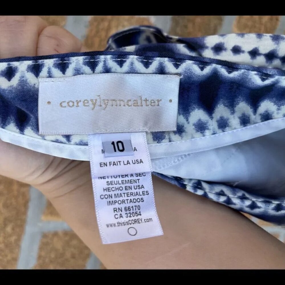 Anthropologie Corey Lynn Calter Blue Linen Wide Cropped Nalu Pants size 10 - Picture 10 of 11